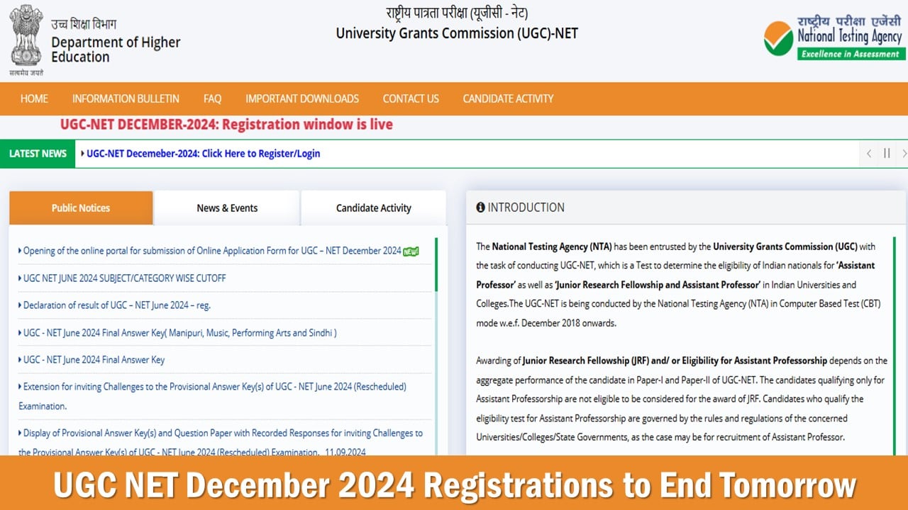 UGC NET December 2024 Application Window to Close Today at ugcnet.nta.ac.in, Apply Fast