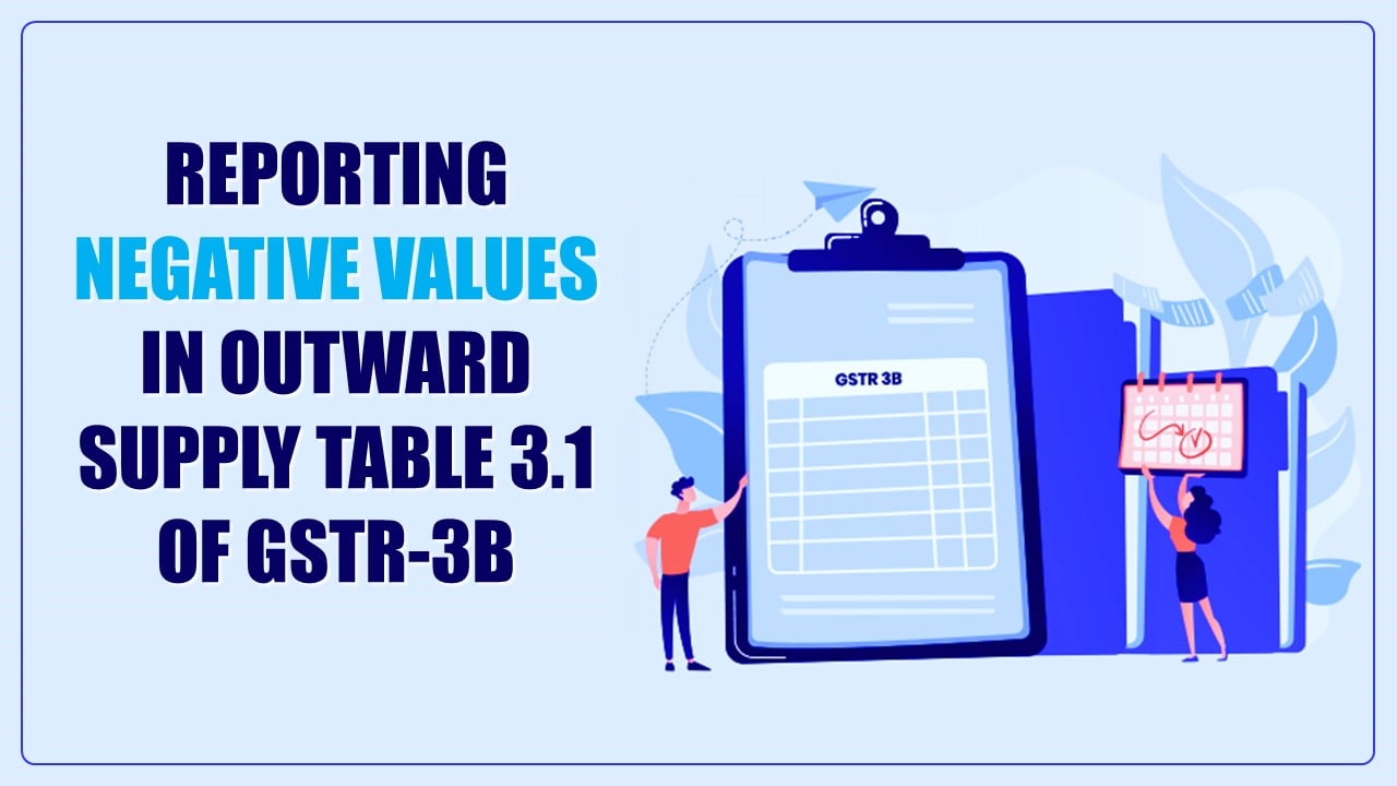 GST Portal Major Update: GST Portal allows Negative Values in Outward Supply Table 3.1 of GSTR-3B