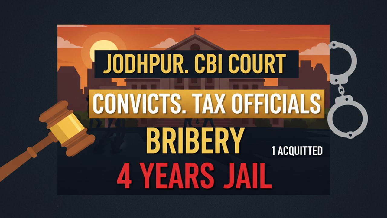 CBI Court Sentences Chief Commissioner of Income Tax and ITO, Jodhpur to 4 Years Imprisonment in Bribery Case