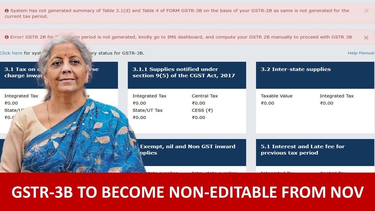 GST Breaking: GSTR-3B to become Non-Editable from November 2025