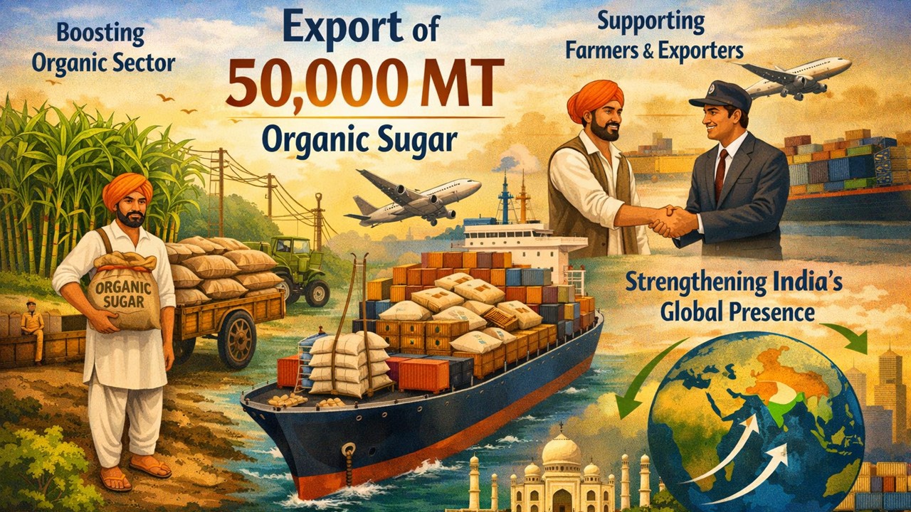 Govt. Permits Export of 50,000 MT Organic Sugar Annually; Eases Restrictions on Organic Sugar Exports