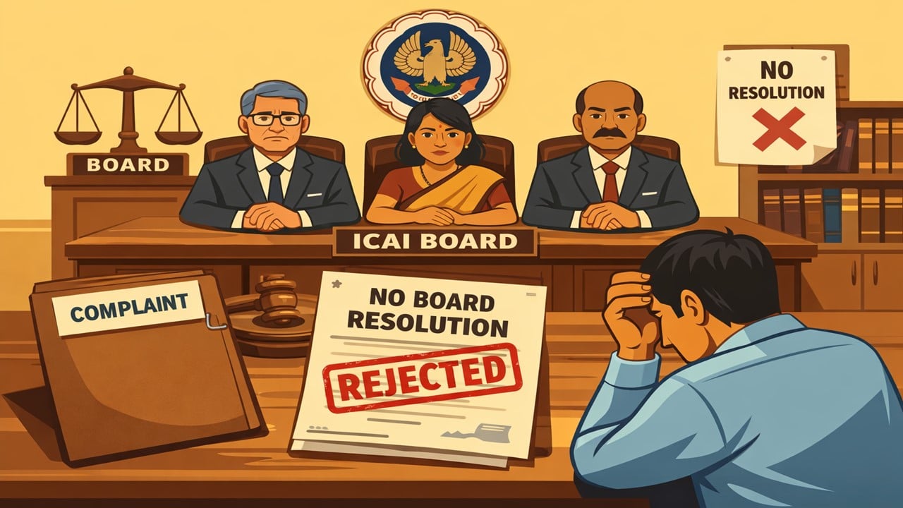 ICAI Board Rejects Complaint Due to Absence of Authorising Board Resolution