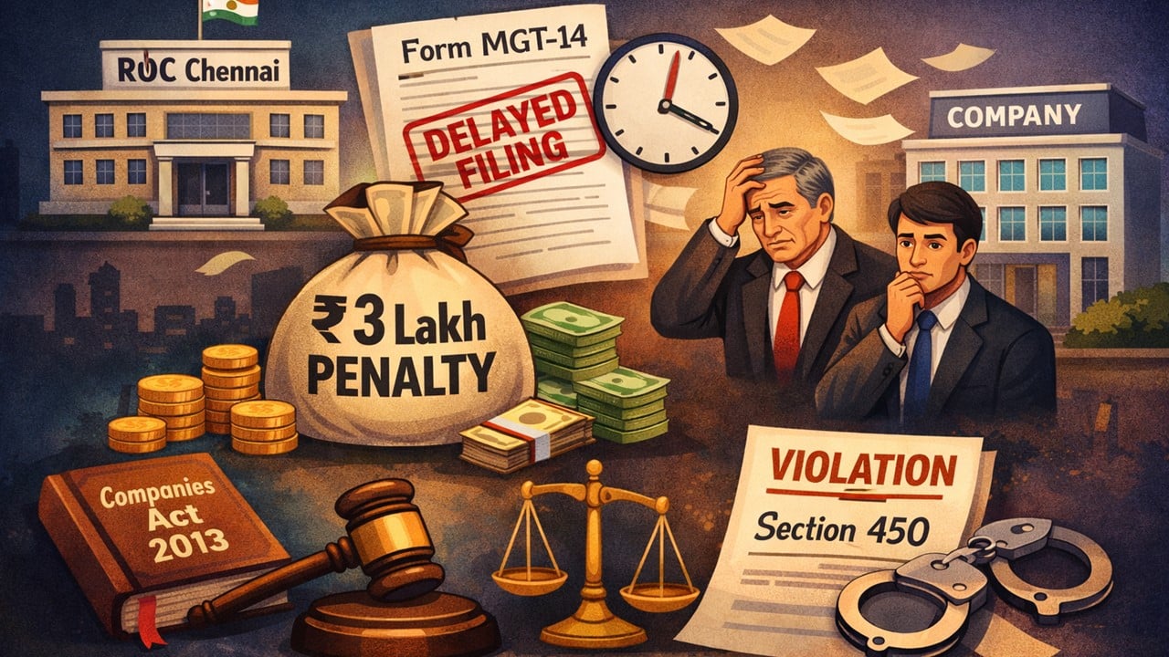 ROC Imposes Rs. 3 Lakh Penalty on Company and Directors for Delayed MGT-14 Filing