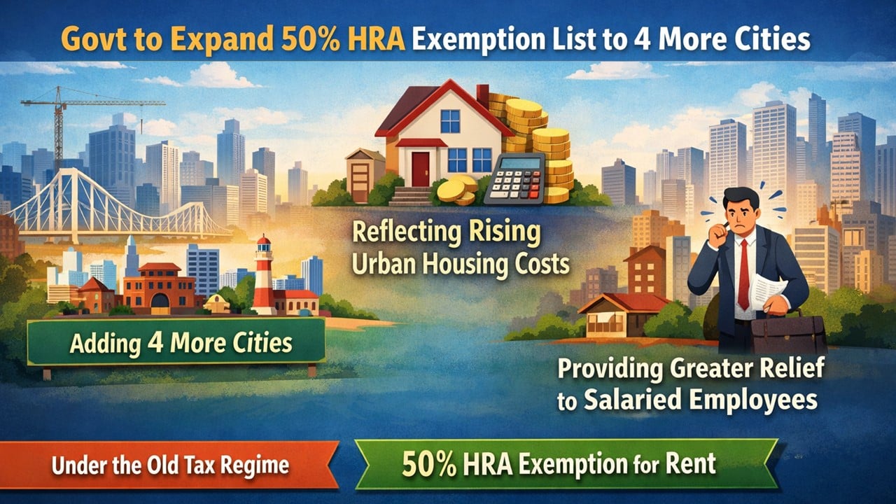 Income Tax HRA Exemption: Government expands Number of cities for 50% Deduction