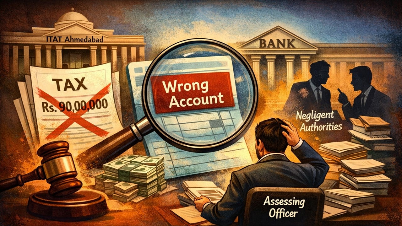 ITAT Ahmedabad Quashes Rs. 90 Lakh Tax Addition for Misidentified Bank Account