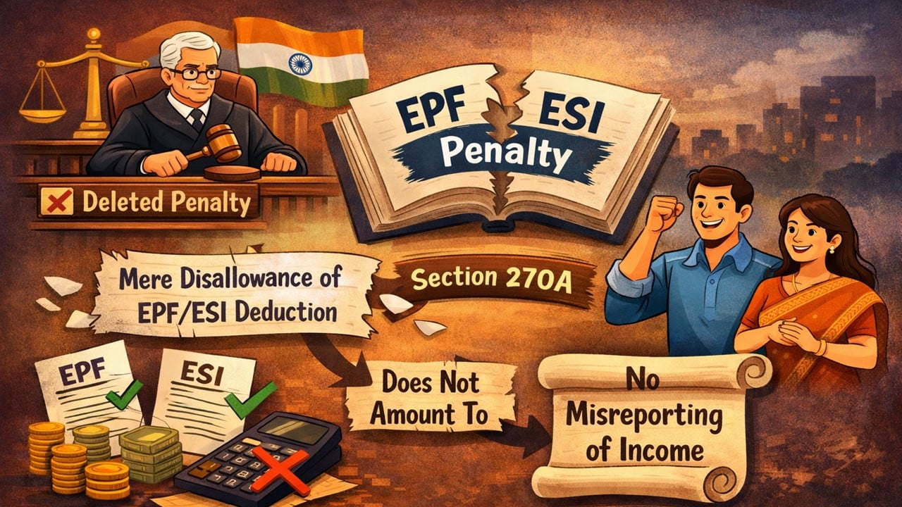 ITAT Deletes Rs. 5.28 Lakh Penalty, Rules EPF/ESI Disallowance Not ‘Misreporting’ Under Section 270A