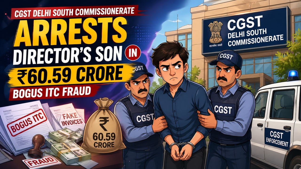 CGST Delhi South Commissionerate Arrests Director’s Son in Rs 60.59 Crore Bogus ITC Fraud