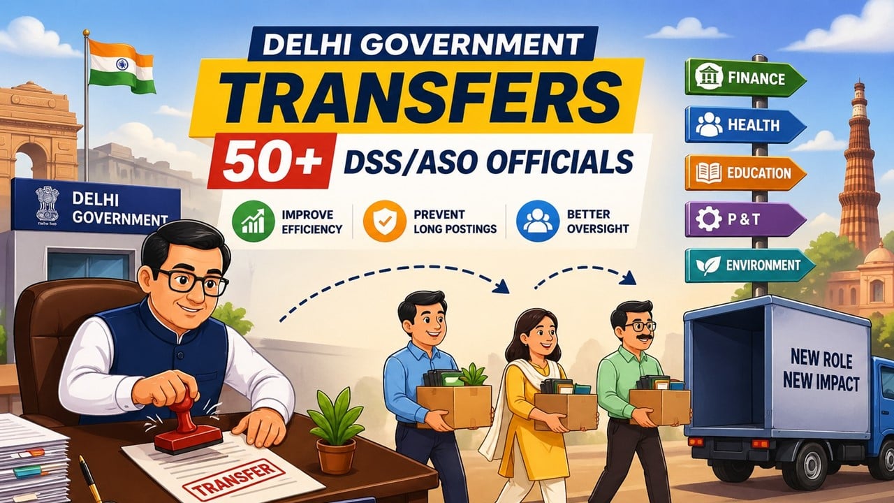 Delhi Govt Orders Major DSS/ASO Reshuffle: Over 50 Officials Shifted Across Key Departments