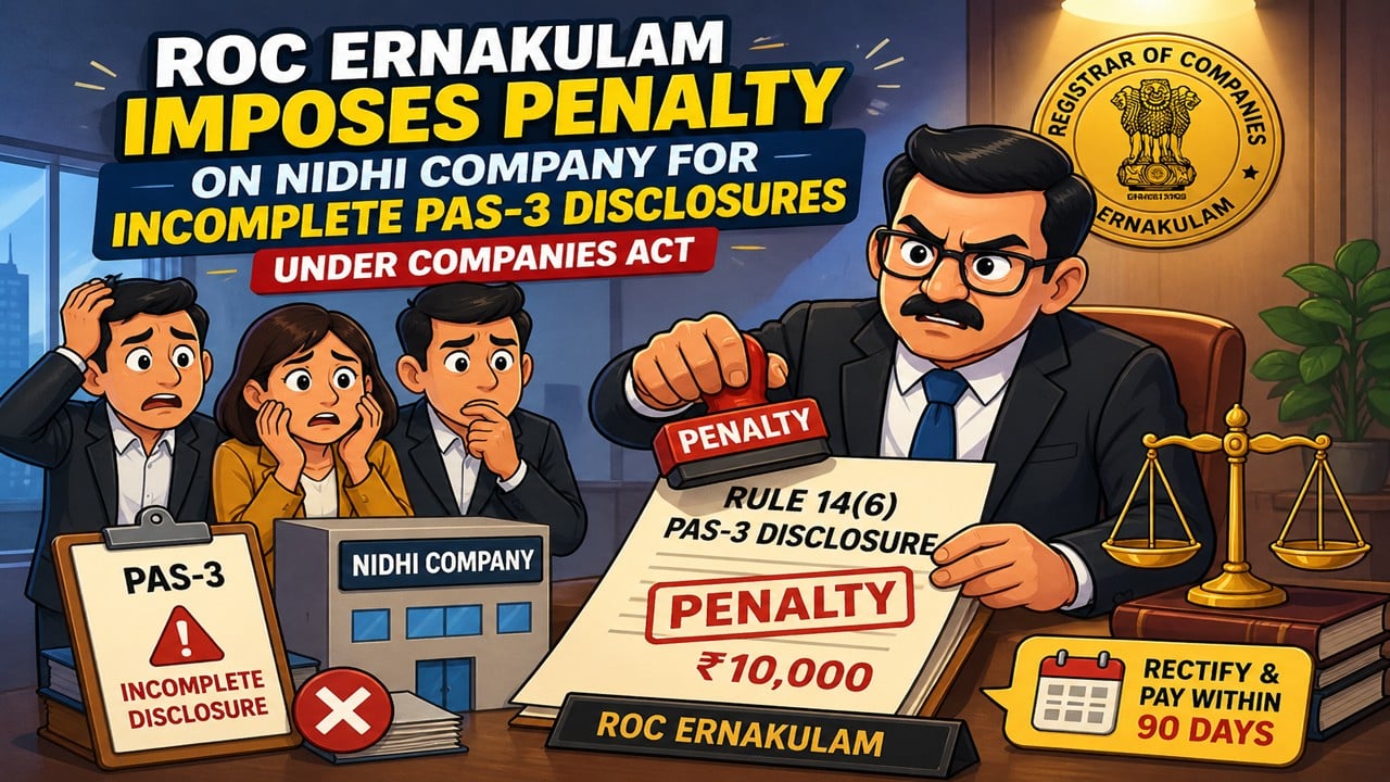 ROC Ernakulam Imposes Penalty on Nidhi Company for Incomplete PAS-3 Disclosures under Companies Act