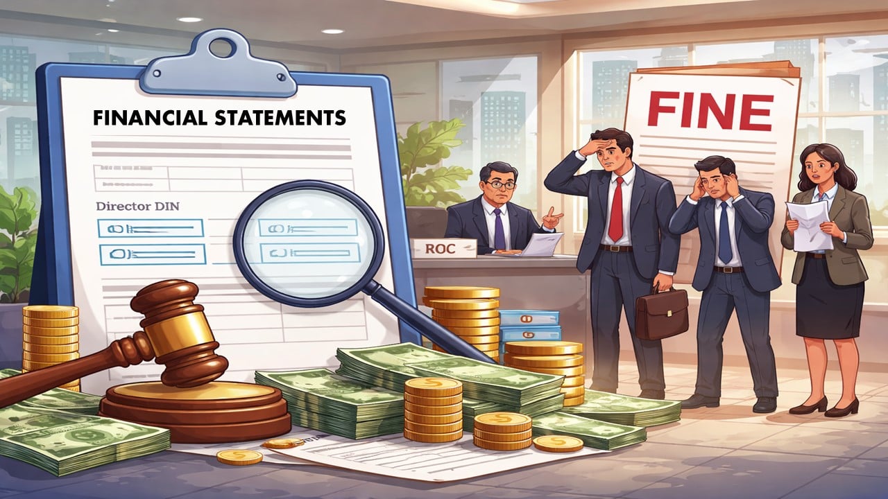 ROC Imposes Rs 3 Lakh Penalty for non-mention of DIN on financial statements