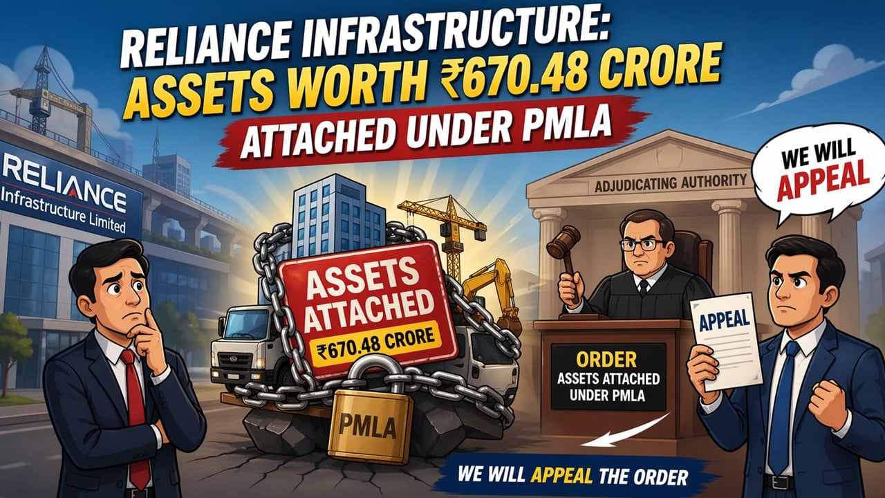 Reliance Infrastructure Received PMLA Order for Attachment of Assets Worth Rs 670.48 Crore
