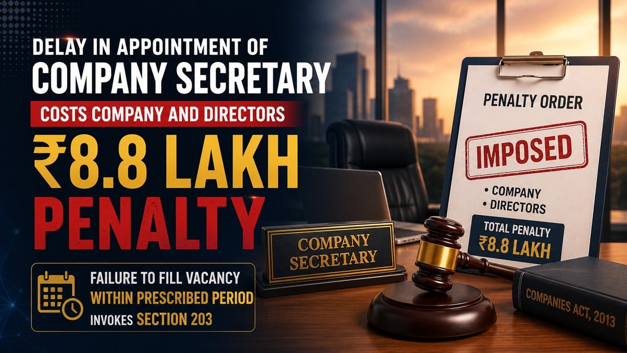 Delay in Appointment of Company Secretary Costs Company and Directors Rs 8.8 lakh Penalty