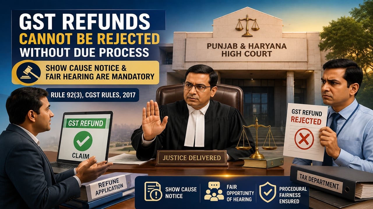 Fair Hearing Mandatory Before GST Refund Denial, Rules Punjab and Haryana HC