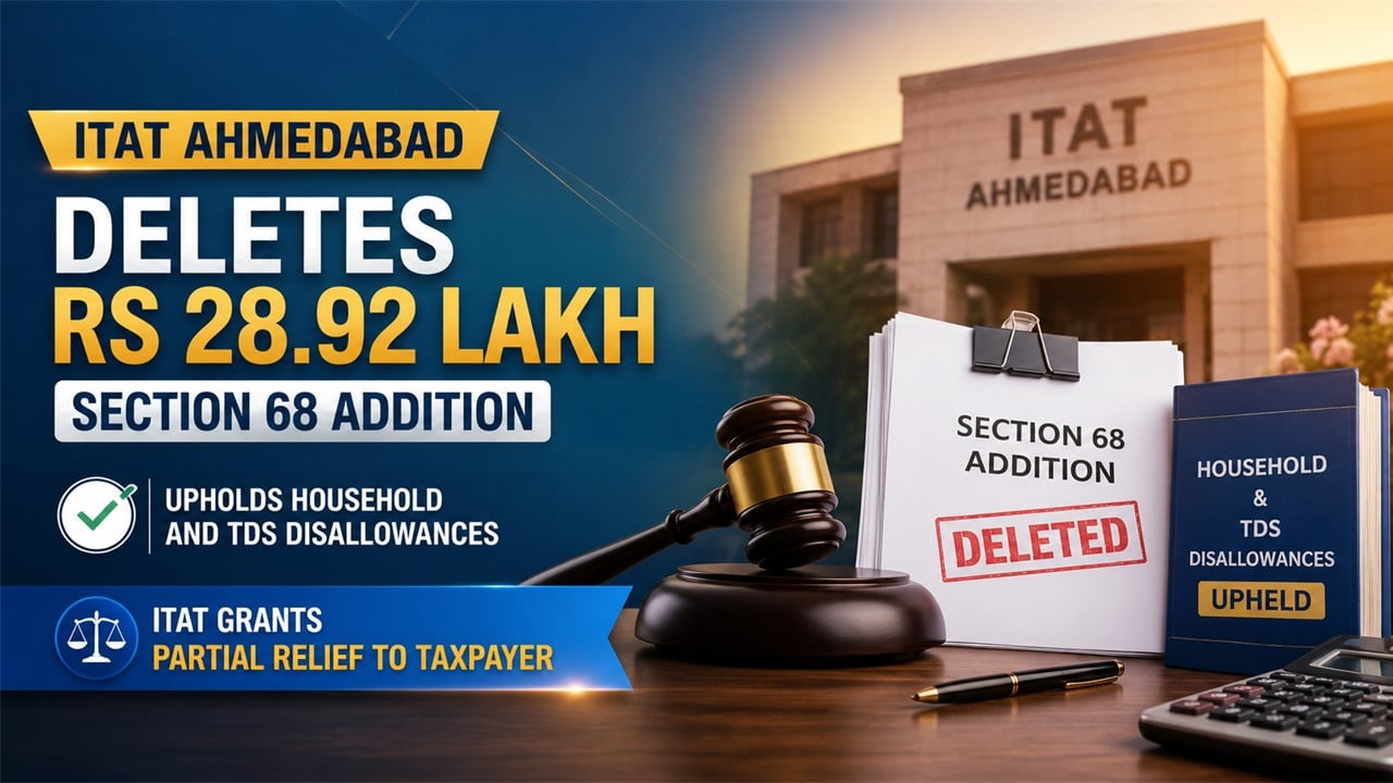ITAT Ahmedabad Deletes Rs 28.92 Lakh Section 68 Addition, Upholds Household and TDS Disallowances