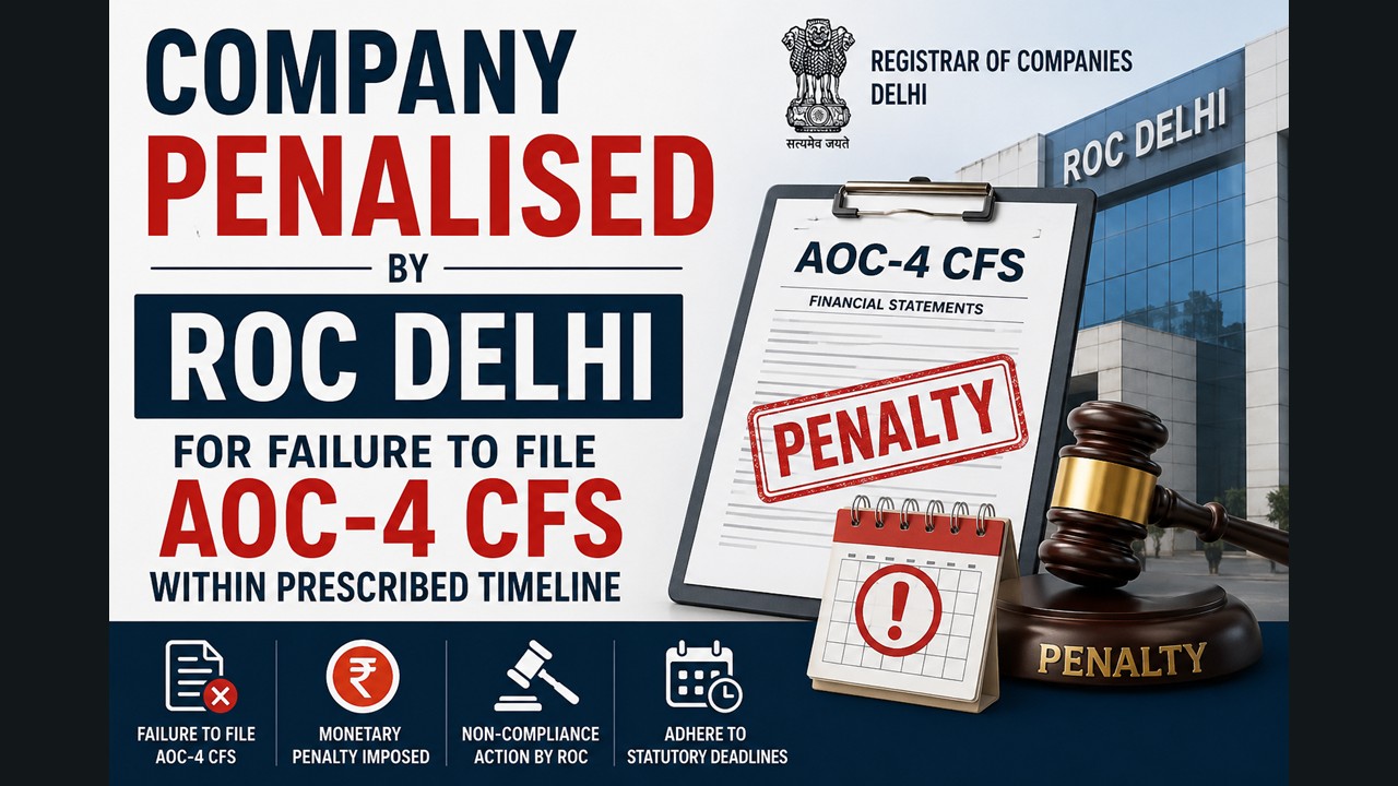 Company Penalised by ROC Delhi for Failure to File AOC-4 CFS Within Prescribed Timeline