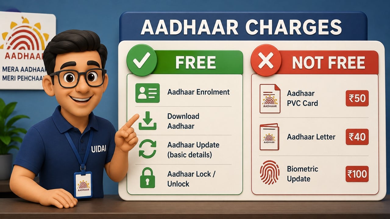 UIDAI Clarifies Aadhaar Charges: What’s Free and What’s Not
