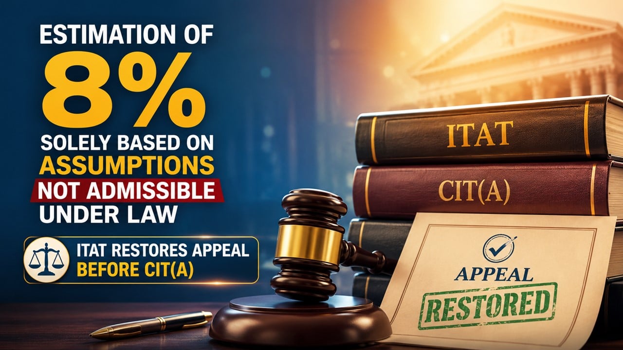 Estimation of 8% Solely Based on Assumptions Not Admissible under Law; ITAT Restores Appeal Before CIT(A) 