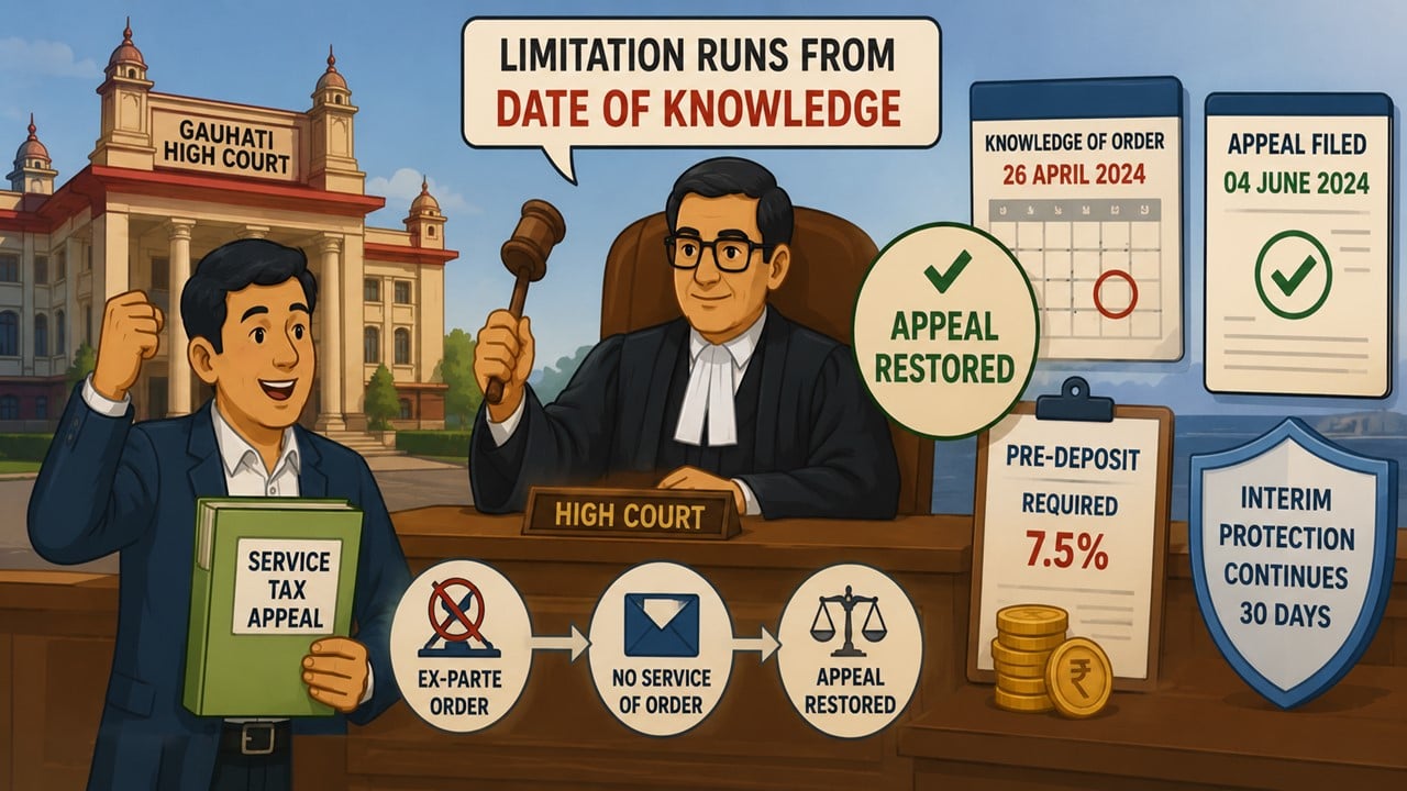 High Court Restores Time-Barred Service Tax Appeal After Holding Limitation Runs from Date of Knowledge