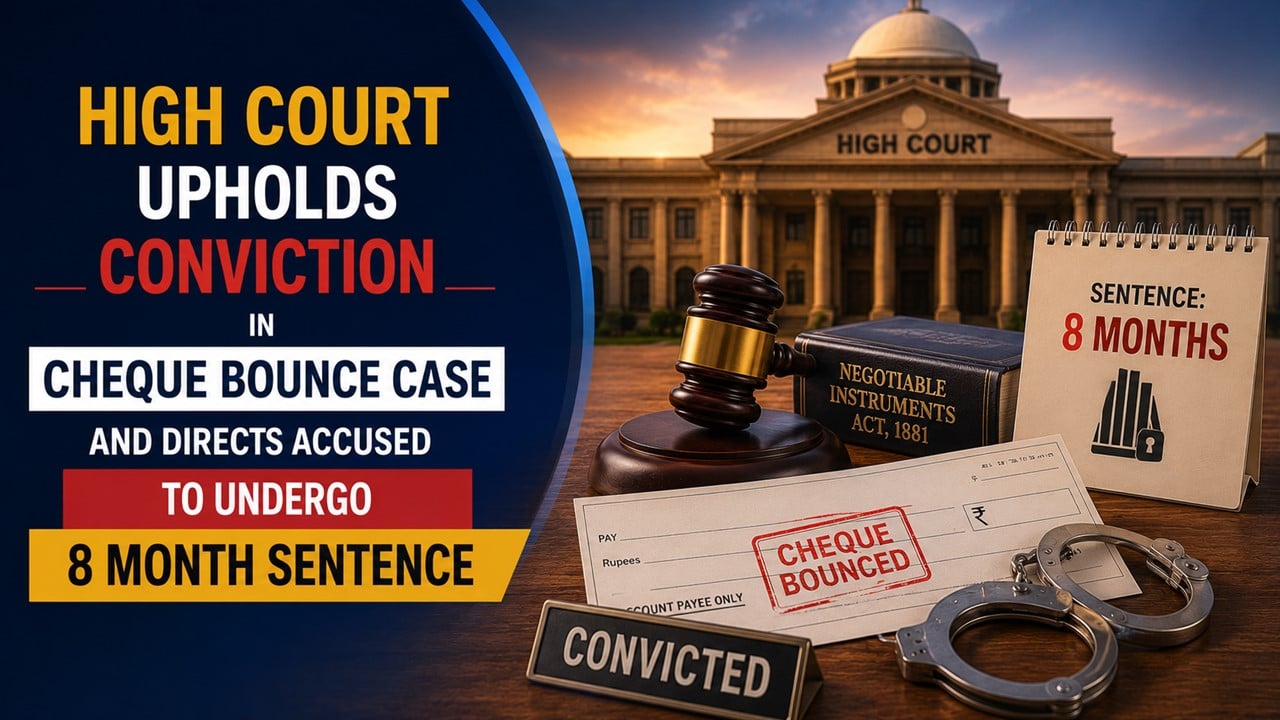 High Court Upholds Conviction in Cheque Bounce Case And Directs Accused to Undergo 8 Month Sentence