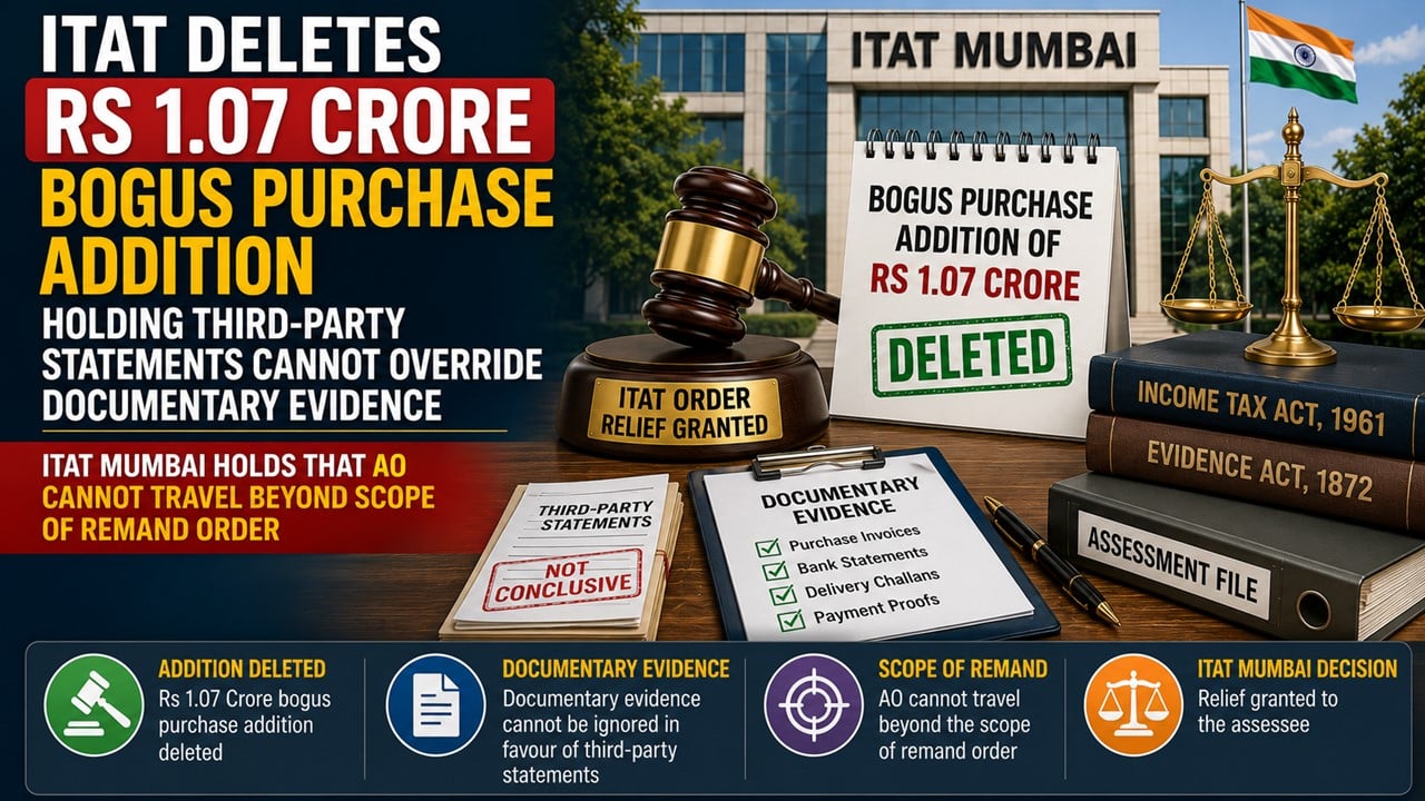 Builder’s Purchases Held Genuine Despite Sales Tax Alert; ITAT Deletes Rs. 1.07 Crore Income Tax Addition