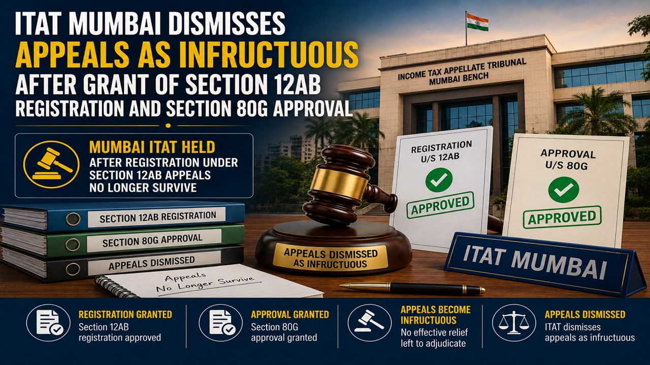 ITAT Mumbai Dismisses Appeals as Infructuous After Grant of Section 12AB Registration and Section 80G Approval