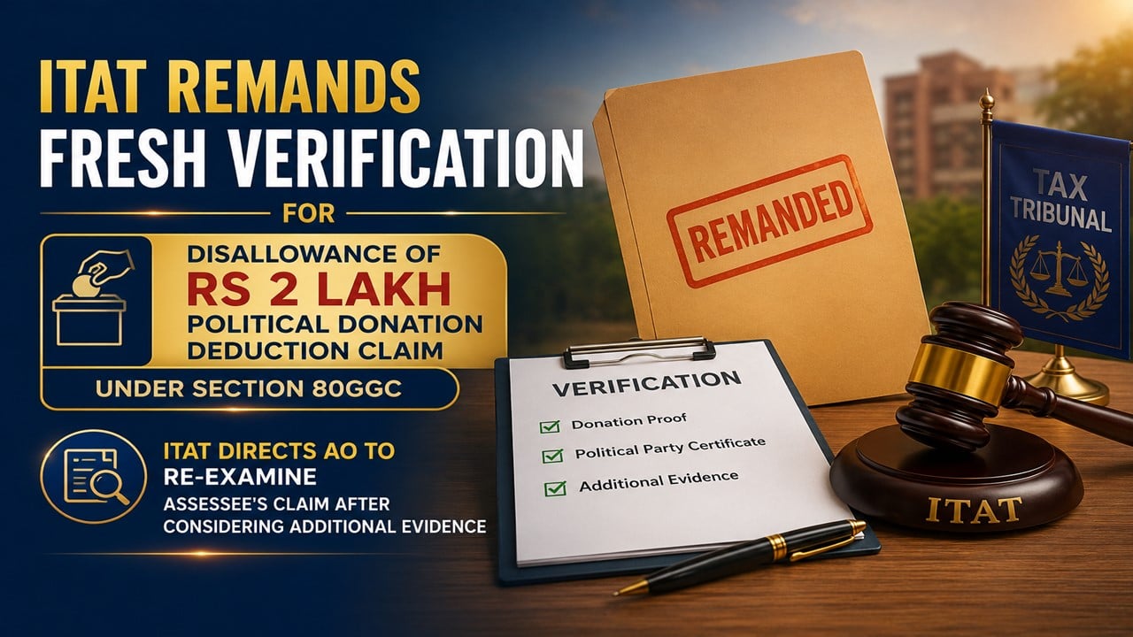 ITAT Remands Fresh Verification  for Disallowance of Rs 2 Lakh Political Donation Deduction Claim under Section 80GGC