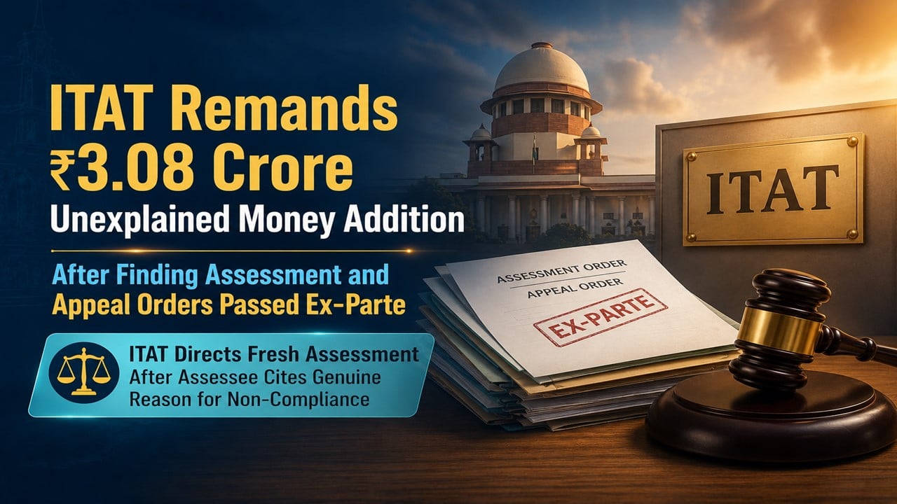 ITAT Remands Rs 3.08 Crore Unexplained Money Addition After Finding Assessment and Appeal Orders Passed Ex-Parte