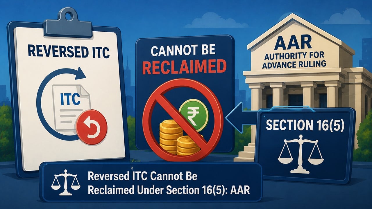 Reversed ITC Cannot Be Reclaimed Under Section 16(5): AAR